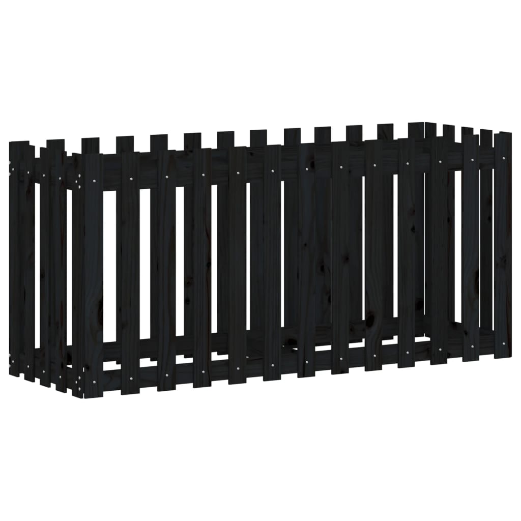 vidaXL Garden Raised Bed with Fence Design Black 150x50x70 cm Solid Wood Pine