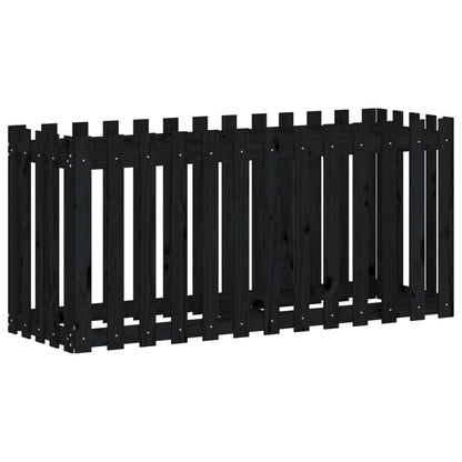 vidaXL Garden Raised Bed with Fence Design Black 150x50x70 cm Solid Wood Pine