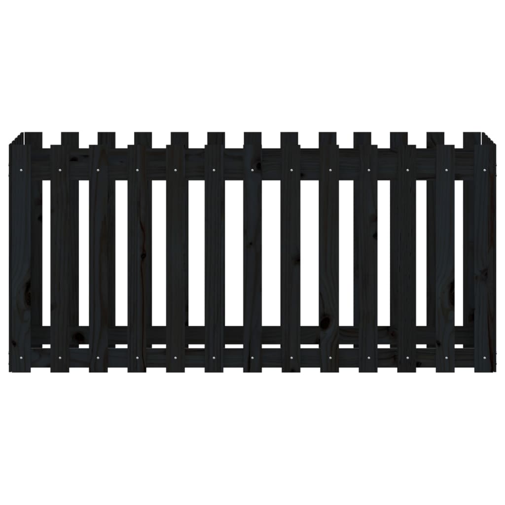 vidaXL Garden Raised Bed with Fence Design Black 150x50x70 cm Solid Wood Pine