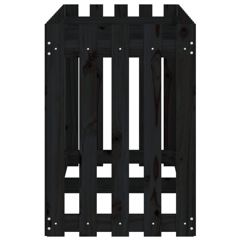 vidaXL Garden Raised Bed with Fence Design Black 150x50x70 cm Solid Wood Pine