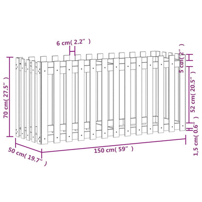 vidaXL Garden Raised Bed with Fence Design 150x50x70 cm Solid Wood Douglas