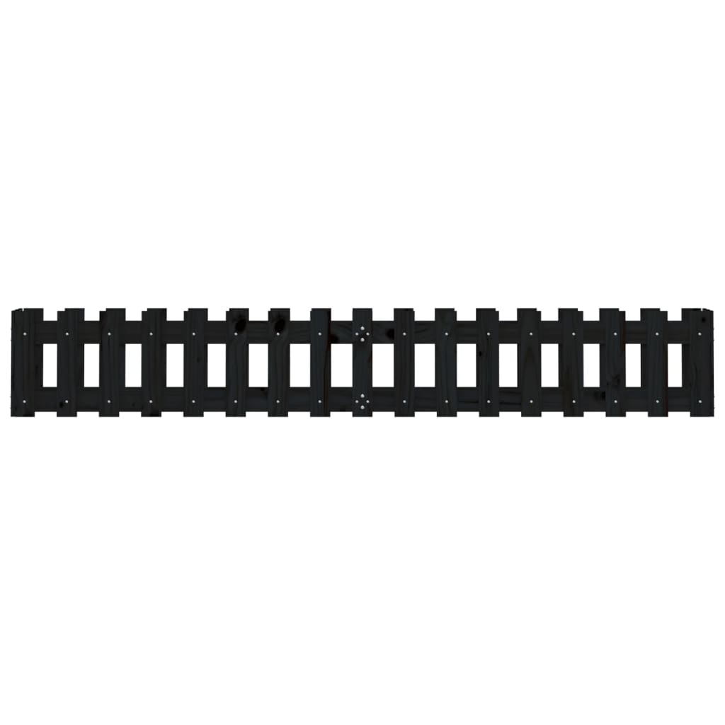 vidaXL Garden Raised Bed with Fence Design Black 200x30x30 cm Solid Wood Pine