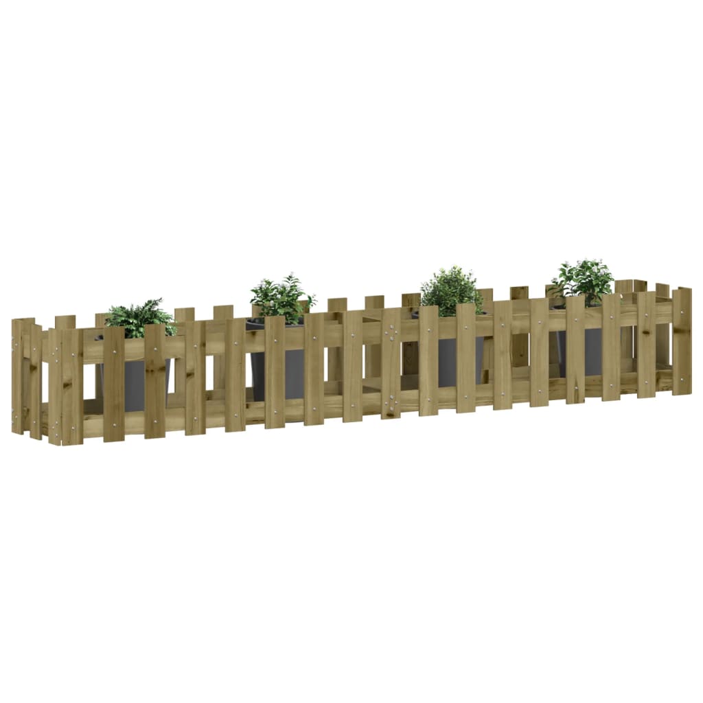 vidaXL Garden Raised Bed with Fence Design 200x30x30 cm Impregnated Wood Pine