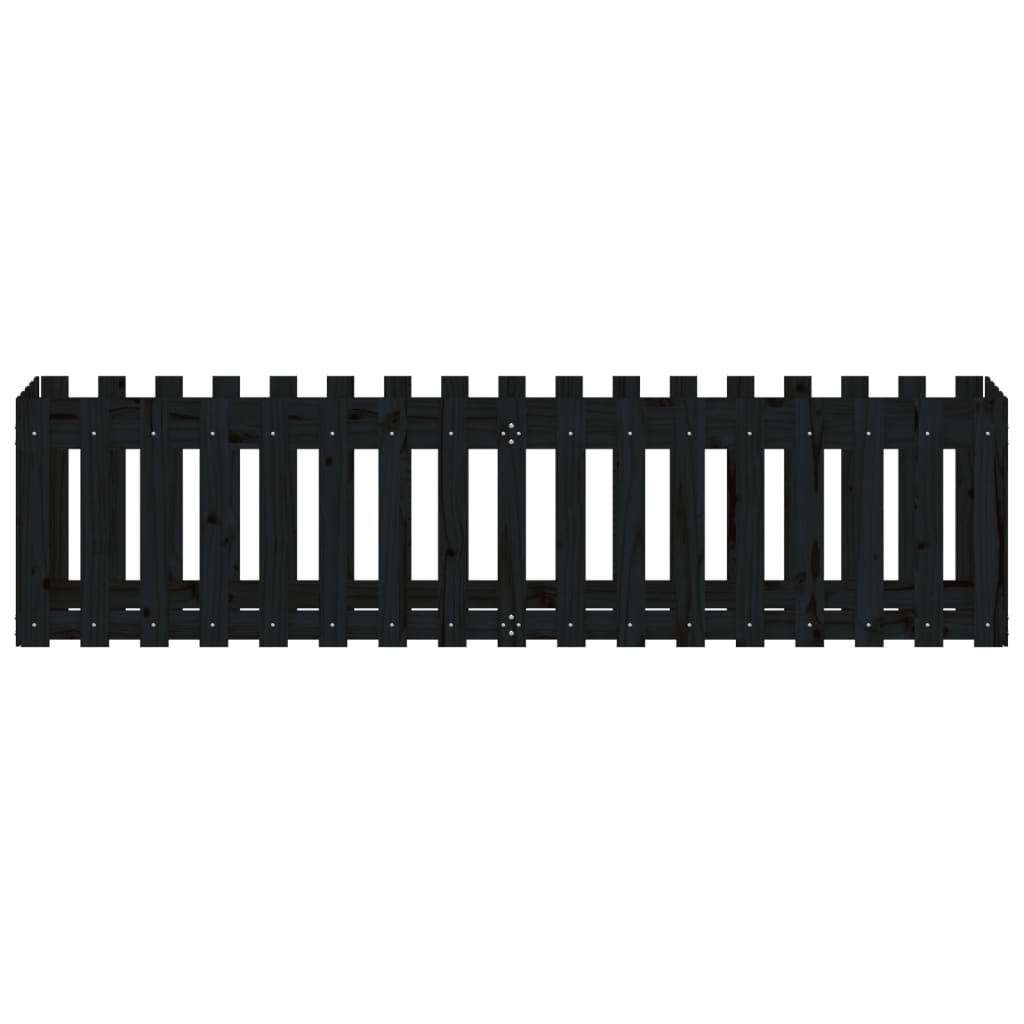vidaXL Garden Raised Bed with Fence Design Black 200x50x50 cm Solid Wood Pine