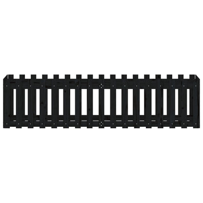 vidaXL Garden Raised Bed with Fence Design Black 200x50x50 cm Solid Wood Pine