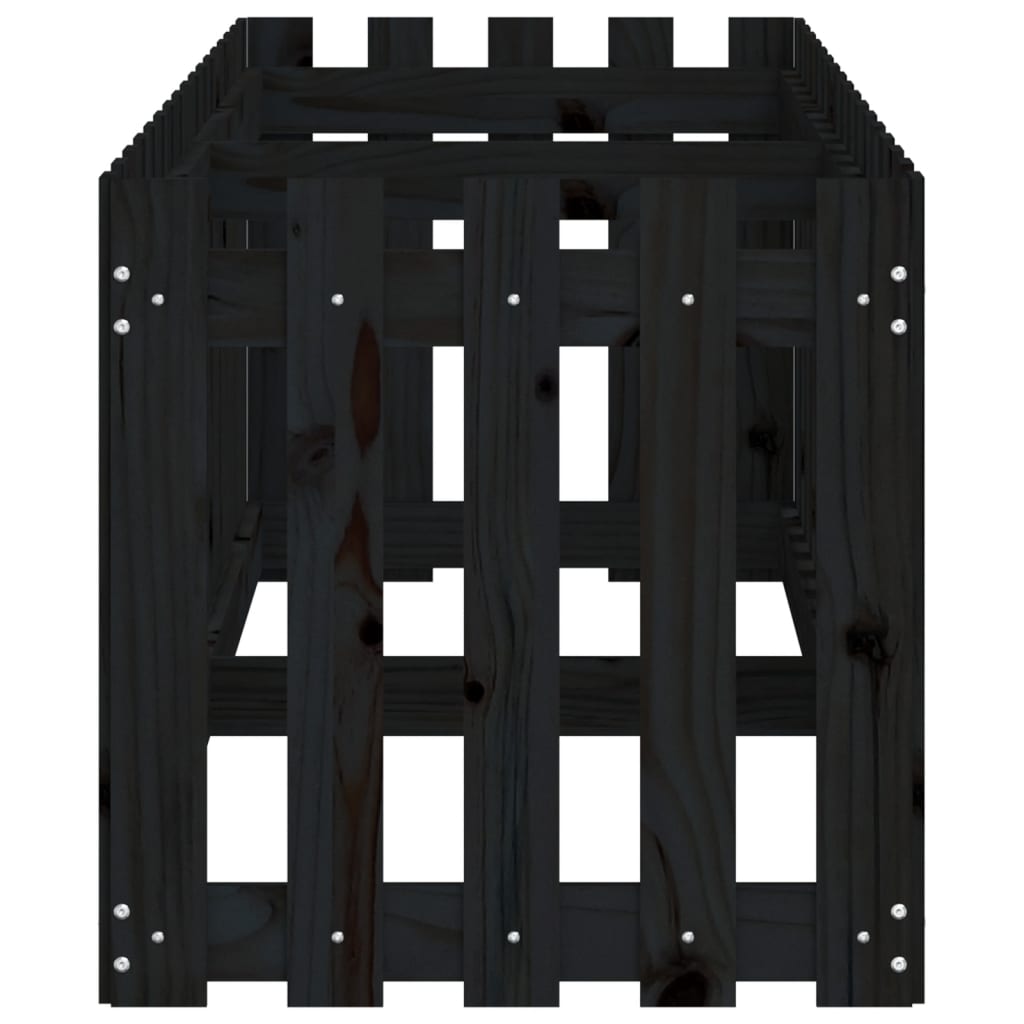 vidaXL Garden Raised Bed with Fence Design Black 200x50x50 cm Solid Wood Pine