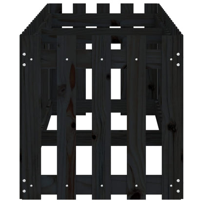 vidaXL Garden Raised Bed with Fence Design Black 200x50x50 cm Solid Wood Pine