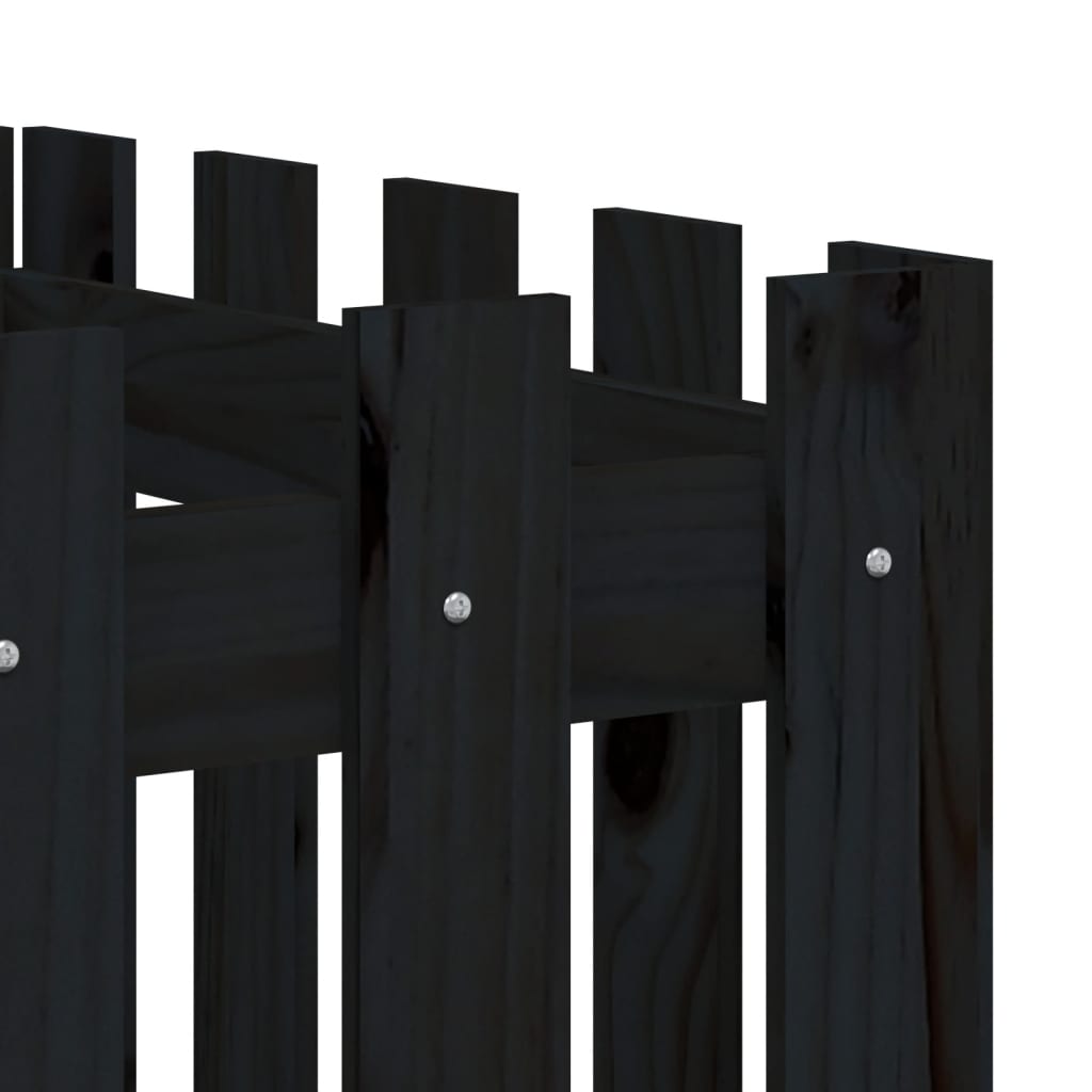 vidaXL Garden Raised Bed with Fence Design Black 200x50x50 cm Solid Wood Pine