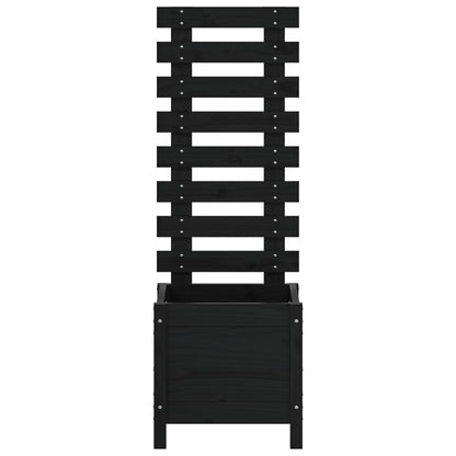 vidaXL Garden Planter with Rack Black 39x39.5x114 cm Solid Wood Pine