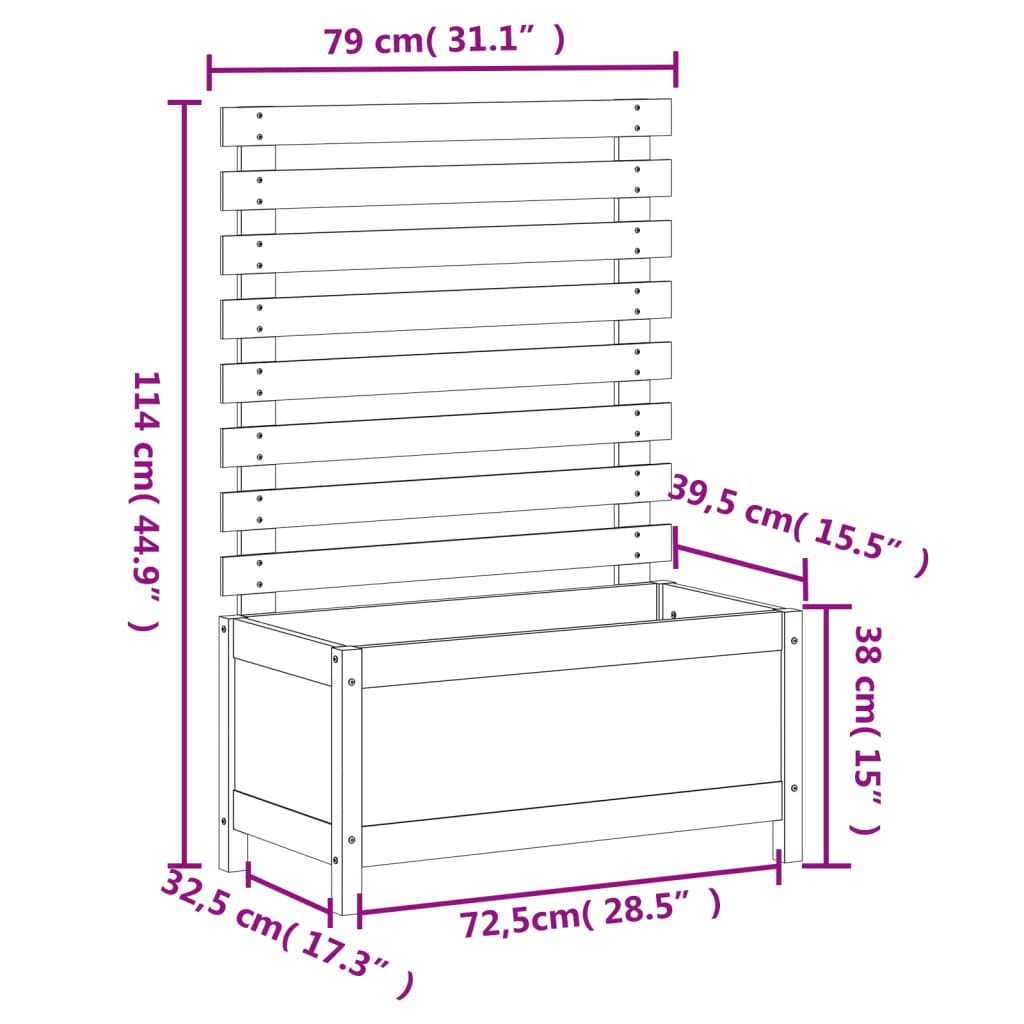 vidaXL Garden Planter with Rack 79x39.5x114 cm Solid Wood Douglas
