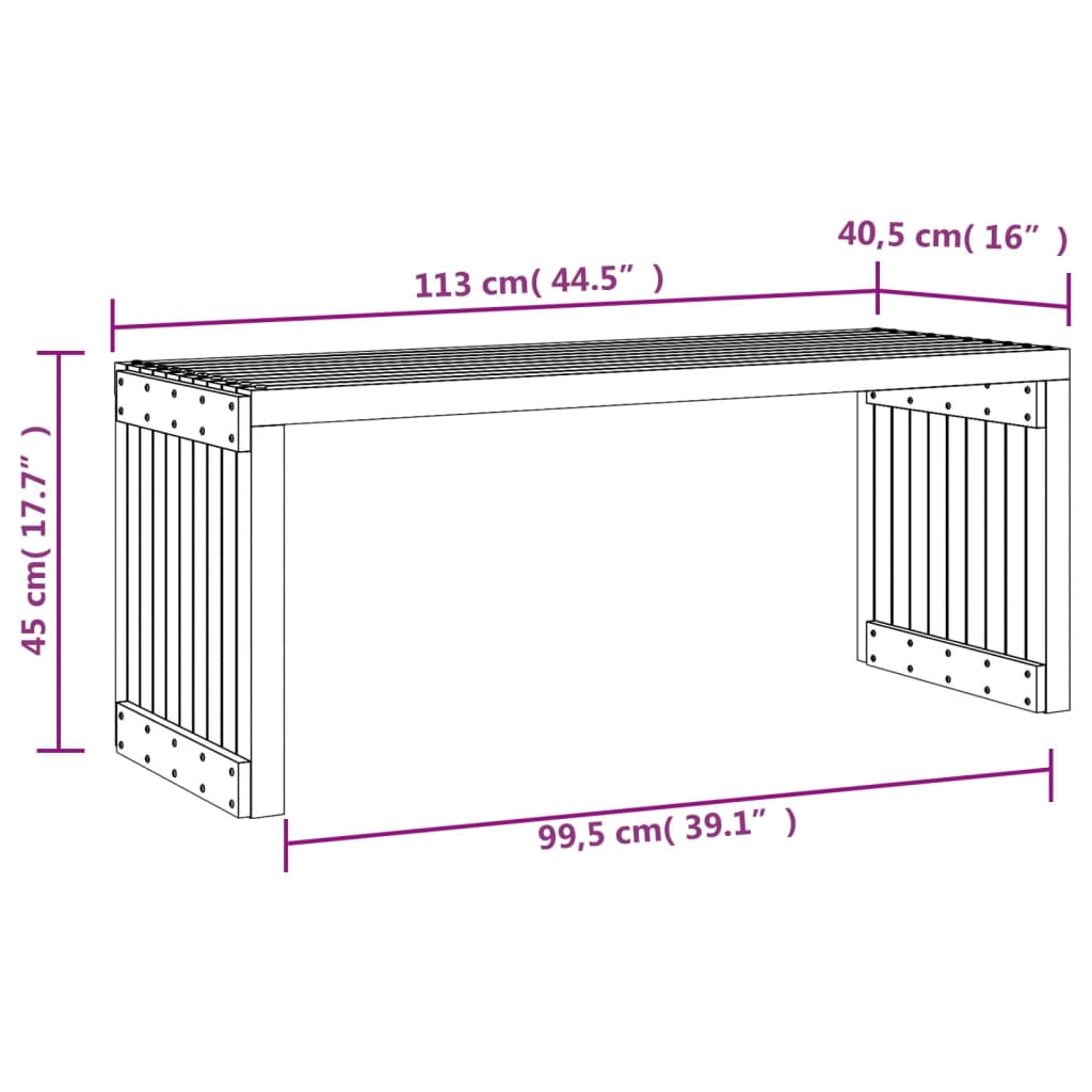 vidaXL Garden Bench | Natural Douglas | Solid Douglas Wood | Large