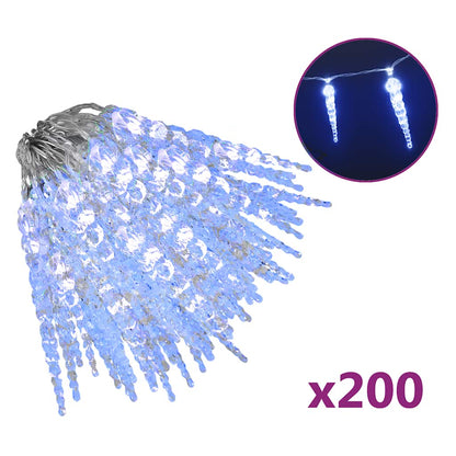 vidaXL Christmas Icicle Light 200 LEDs Blue 20 m Acrylic PVC