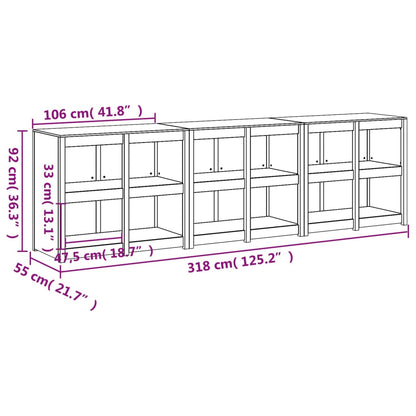 vidaXL Outdoor Kitchen Cabinets "MEPPEL" 3 pcs Solid Wood Pine