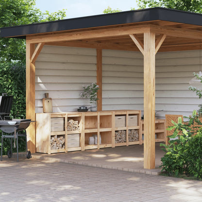 vidaXL Outdoor Kitchen Cabinets "MEPPEL" 3 pcs Solid Wood Pine