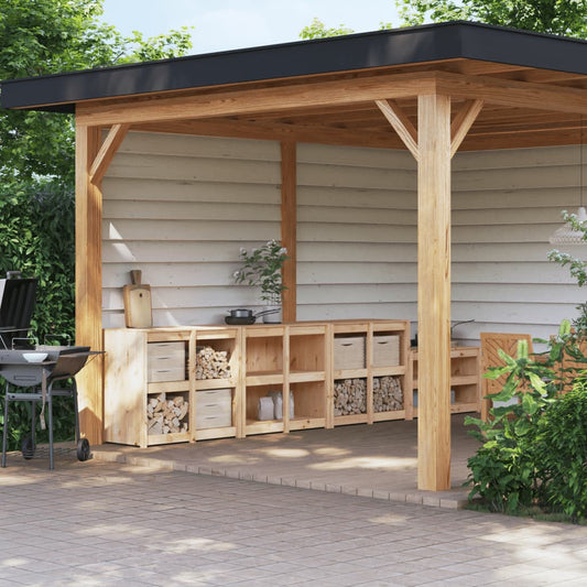 vidaXL Outdoor Kitchen Cabinets "MEPPEL" 3 pcs Solid Wood Pine