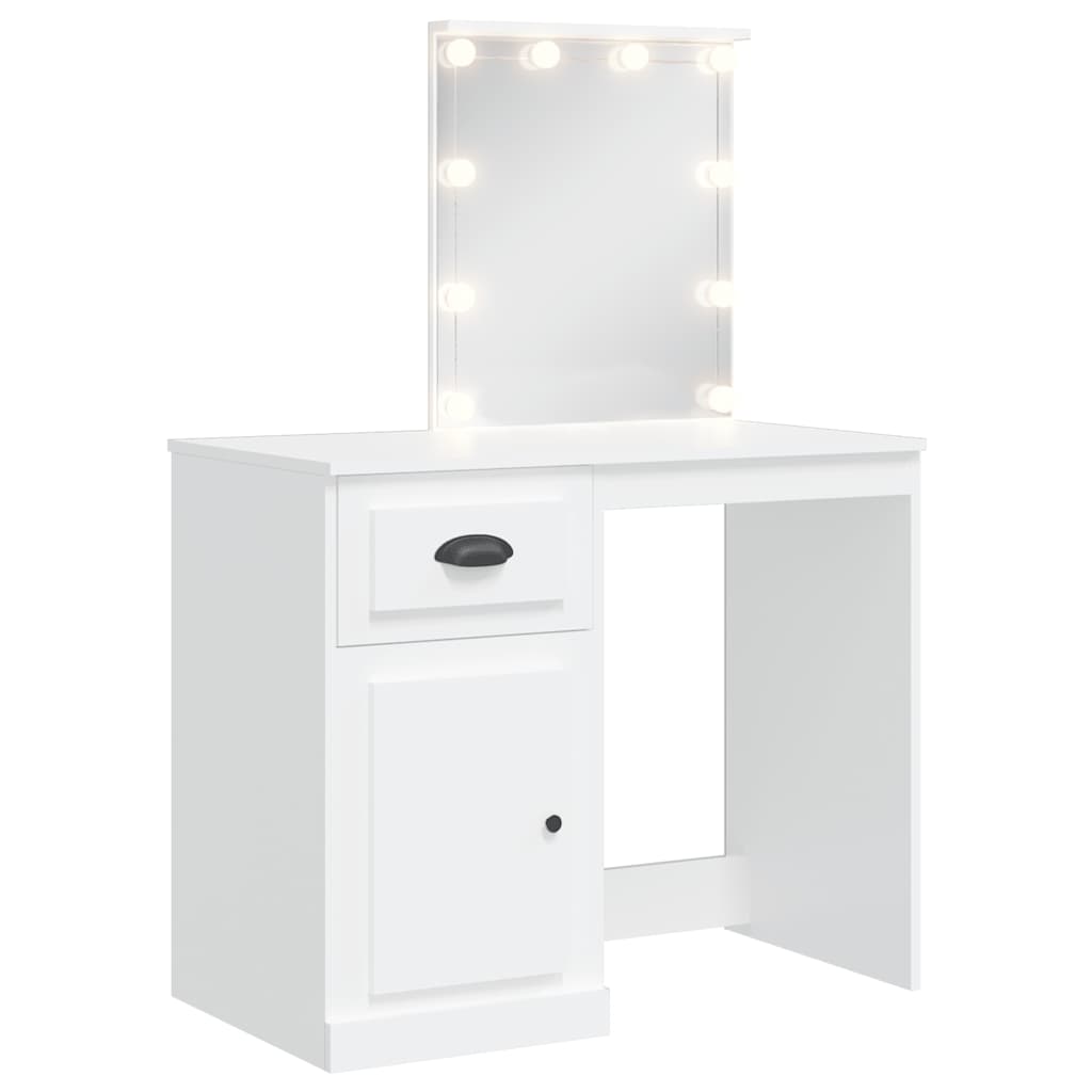 vidaXL Dressing Table with LED Lights White 90x42x132,5 cm