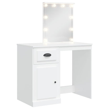 vidaXL Dressing Table with LED Lights White 90x42x132,5 cm