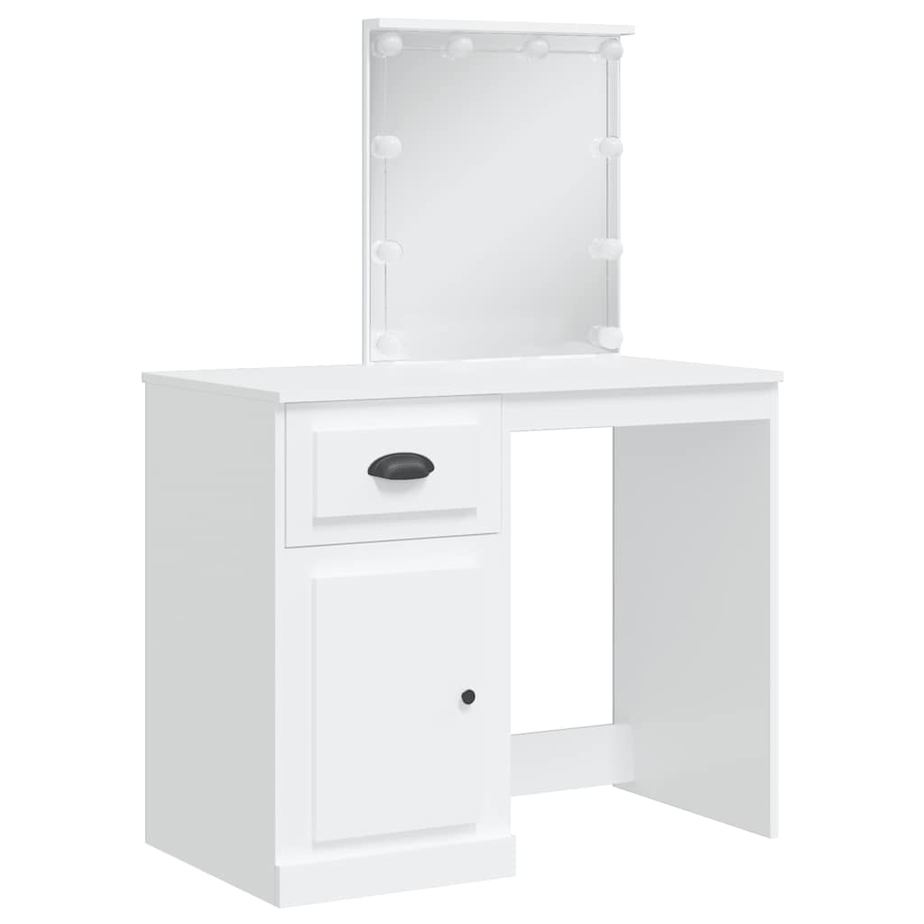 vidaXL Dressing Table with LED Lights White 90x42x132.5 cm
