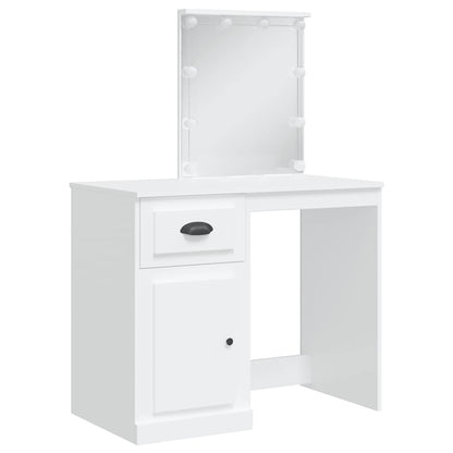 vidaXL Dressing Table with LED Lights White 90x42x132.5 cm