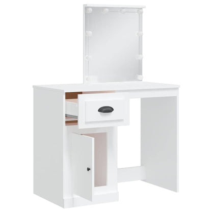 vidaXL Dressing Table with LED Lights White 90x42x132.5 cm