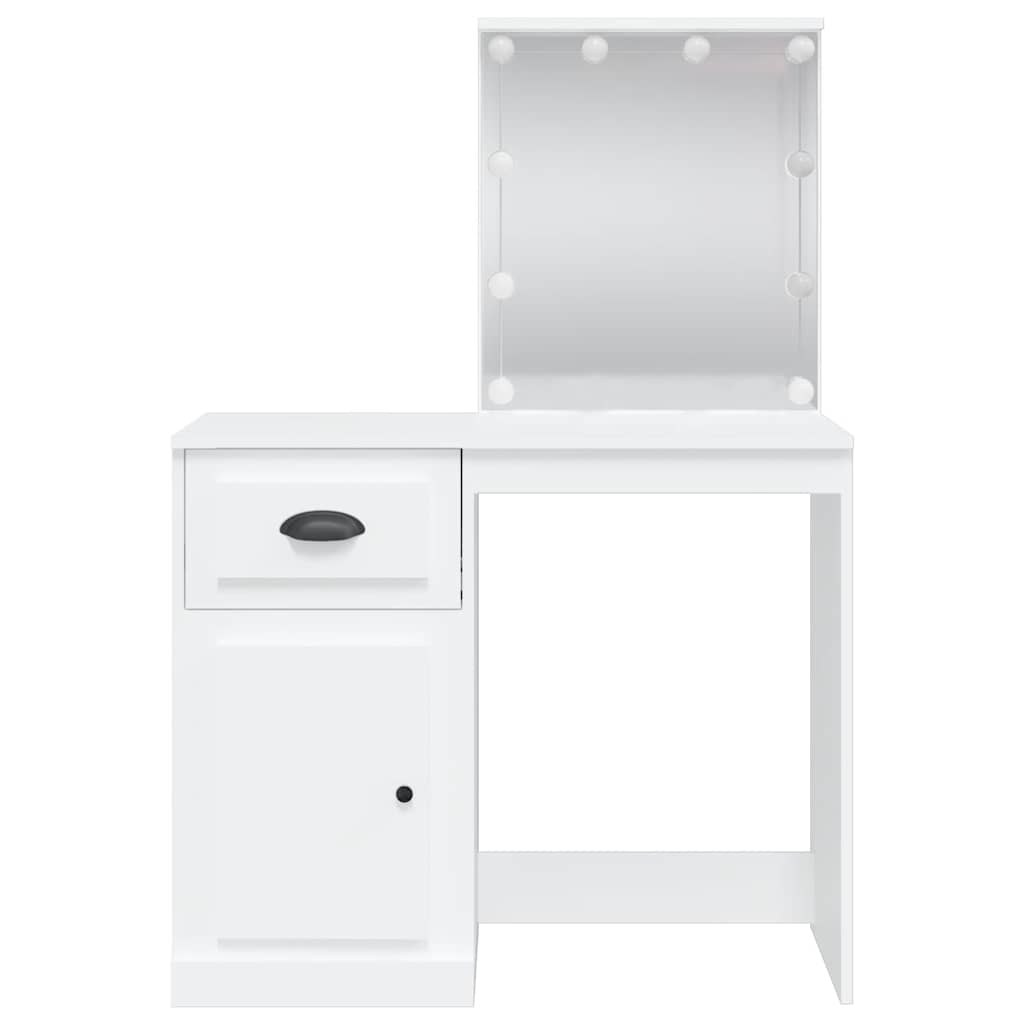 vidaXL Dressing Table with LED Lights White 90x42x132.5 cm