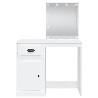 vidaXL Dressing Table with LED Lights White 90x42x132.5 cm