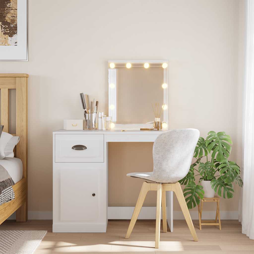 vidaXL Dressing Table with LED Lights White 90x42x132,5 cm