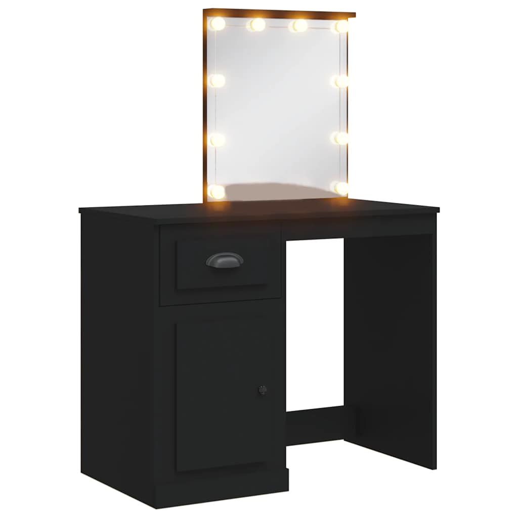 vidaXL Dressing Table with LED Lights Black 90x42x132,5 cm