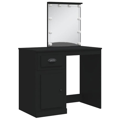 vidaXL Dressing Table with LED Lights Black 90x42x132.5 cm