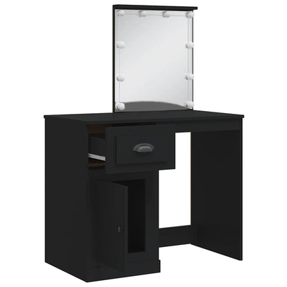 vidaXL Dressing Table with LED Lights Black 90x42x132,5 cm