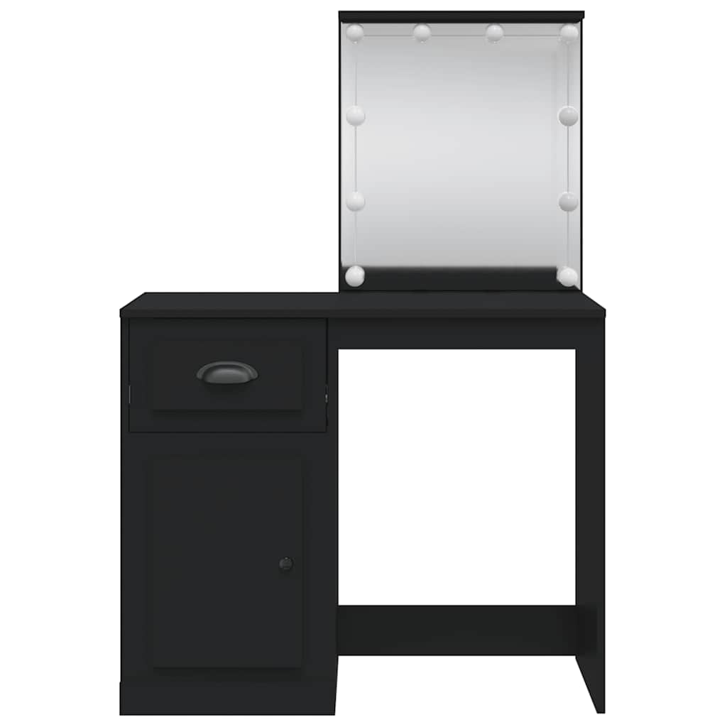 vidaXL Dressing Table with LED Lights Black 90x42x132.5 cm