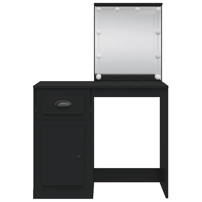 vidaXL Dressing Table with LED Lights Black 90x42x132.5 cm