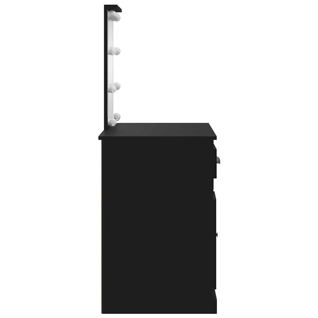vidaXL Dressing Table with LED Lights Black 90x42x132.5 cm