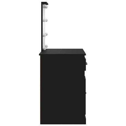 vidaXL Dressing Table with LED Lights Black 90x42x132.5 cm