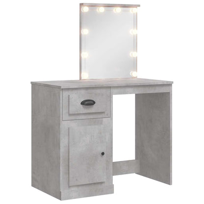 vidaXL Dressing Table with LED Lights Concrete Grey 90x42x132,5 cm