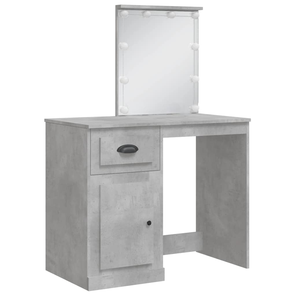 vidaXL Dressing Table with LED Lights Concrete Grey 90x42x132,5 cm