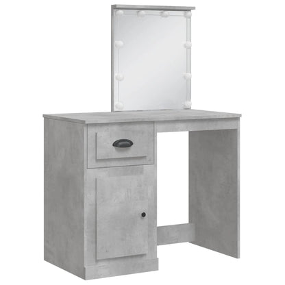 vidaXL Dressing Table with LED Lights Concrete Grey 90x42x132,5 cm