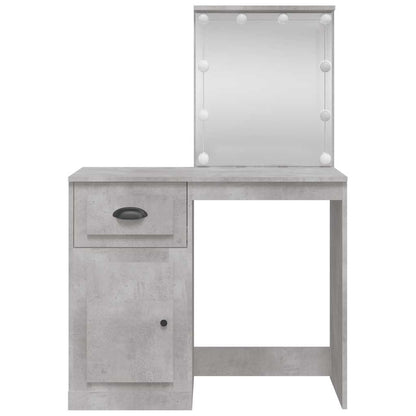 vidaXL Dressing Table with LED Lights Concrete Grey 90x42x132.5 cm