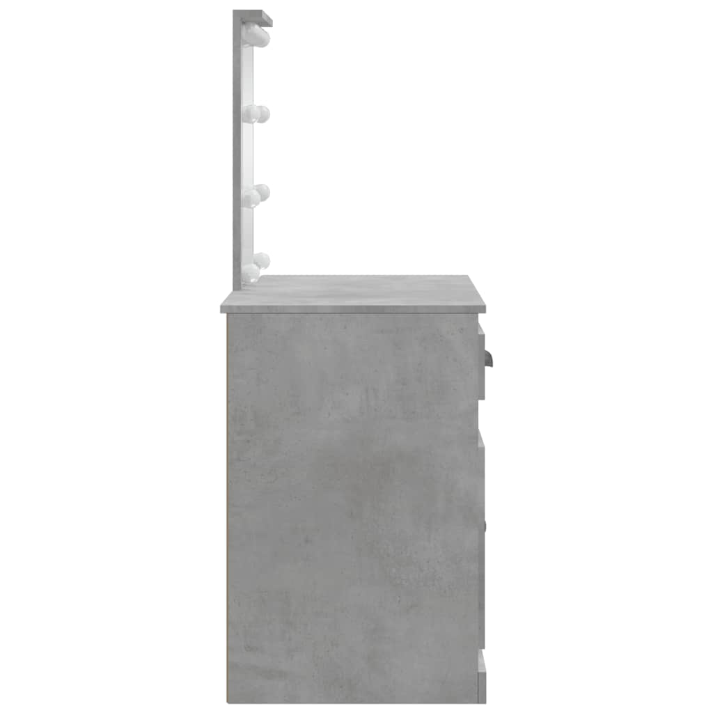 vidaXL Dressing Table with LED Lights Concrete Grey 90x42x132.5 cm