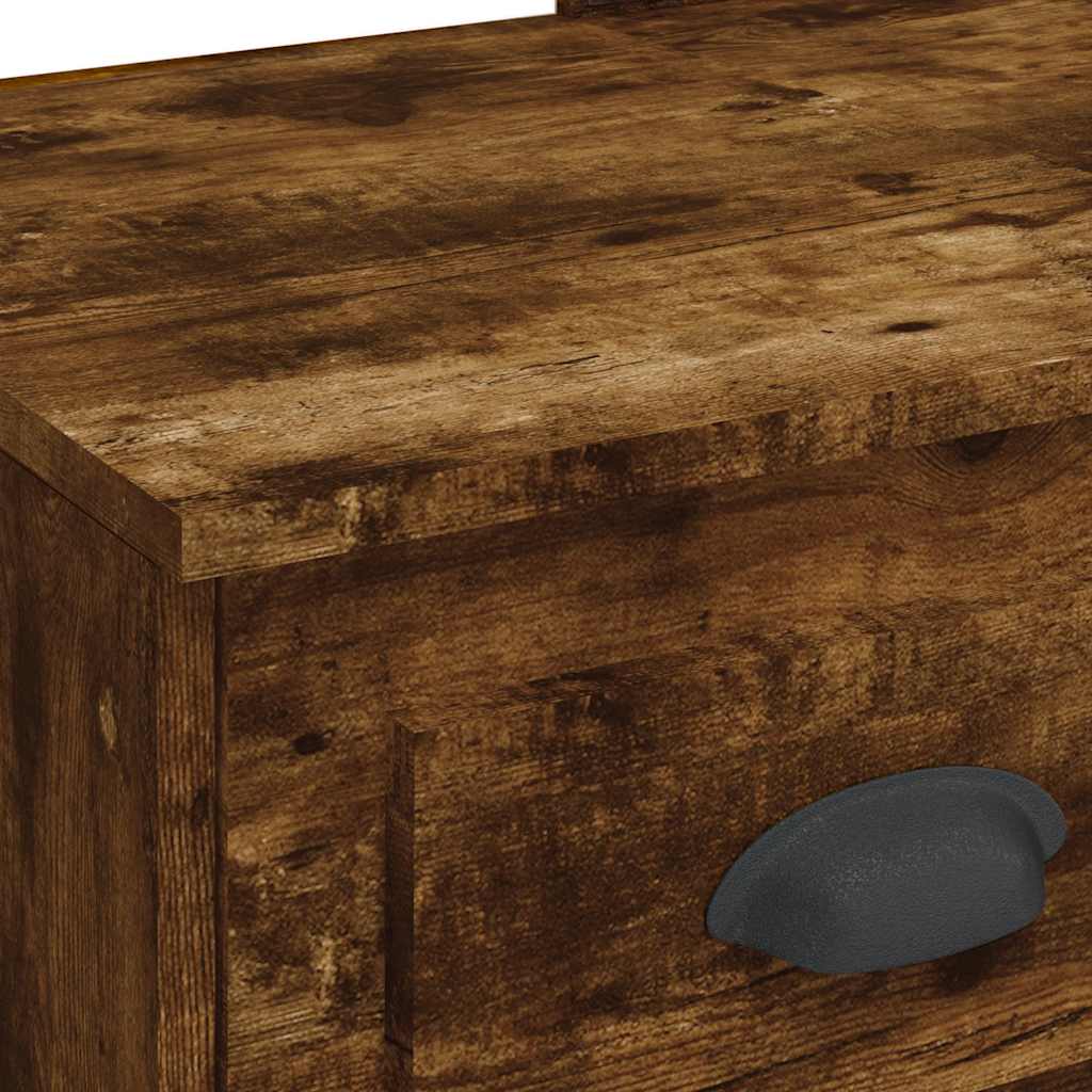 vidaXL Dressing Table with LED Lights Smoked Oak 90x42x132.5 cm