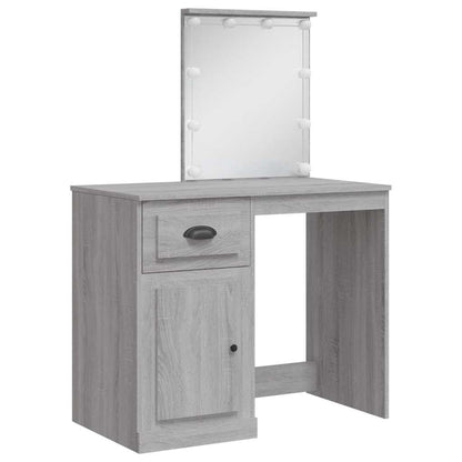 vidaXL Dressing Table with LED Lights Grey Sonoma 90x42x132,5 cm