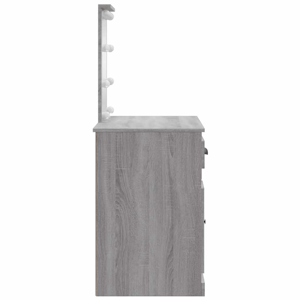vidaXL Dressing Table with LED Lights Grey Sonoma 90x42x132,5 cm
