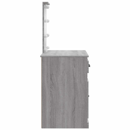 vidaXL Dressing Table with LED Lights Grey Sonoma 90x42x132,5 cm