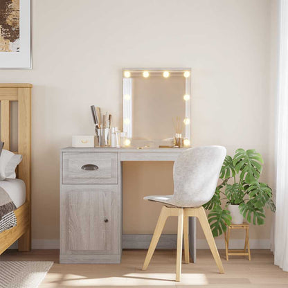 vidaXL Dressing Table with LED Lights Grey Sonoma 90x42x132,5 cm