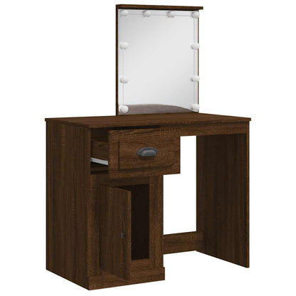 vidaXL Dressing Table with LED Lights Brown Oak 90x42x132,5 cm