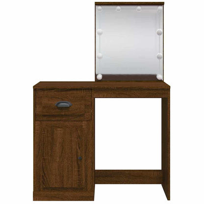 vidaXL Dressing Table with LED Lights Brown Oak 90x42x132,5 cm