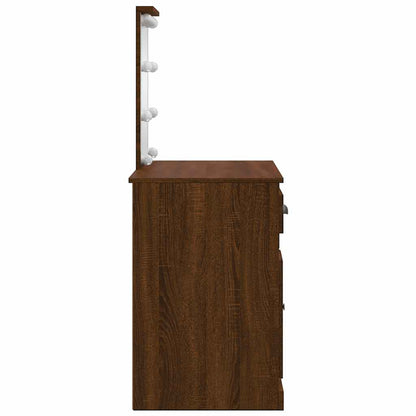 vidaXL Dressing Table with LED Lights Brown Oak 90x42x132,5 cm