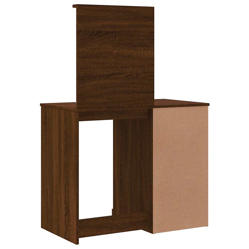 vidaXL Dressing Table with LED Lights Brown Oak 90x42x132,5 cm