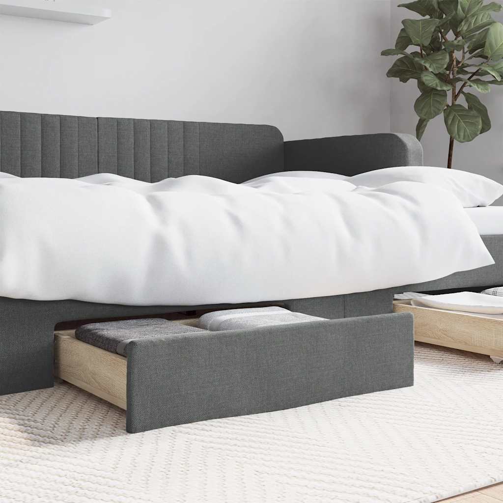 vidaXL Bed Storage Drawers 2 pcs Dark Grey Engineered Wood and Fabric