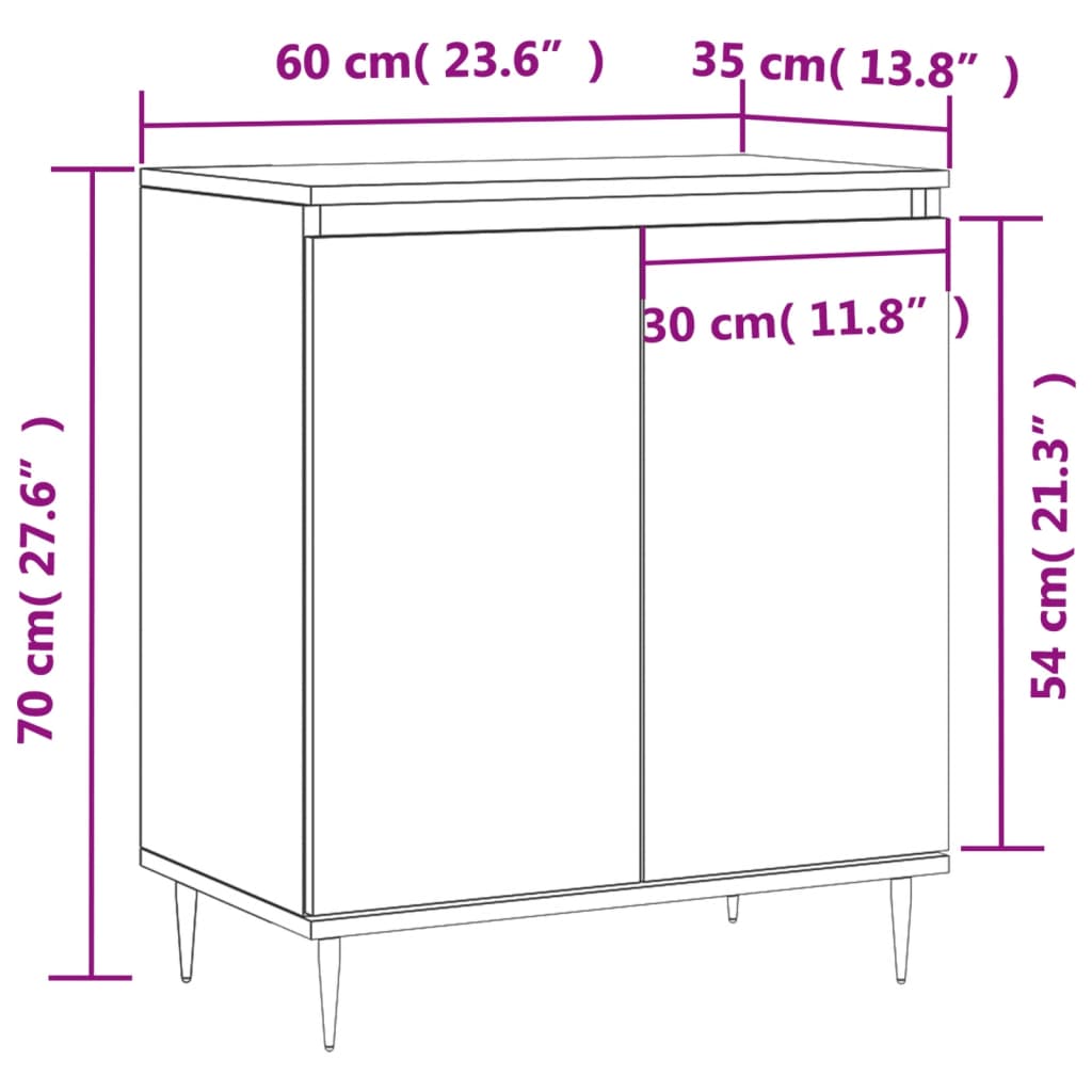 vidaXL Sideboard Smoked Oak 60x35x70 cm Engineered Wood